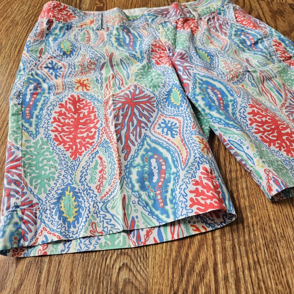 LILLY PULITZER Green/Pink Blue Bermuda Shorts Size 6 Cotton Summer EUC - Picture 3 of 12